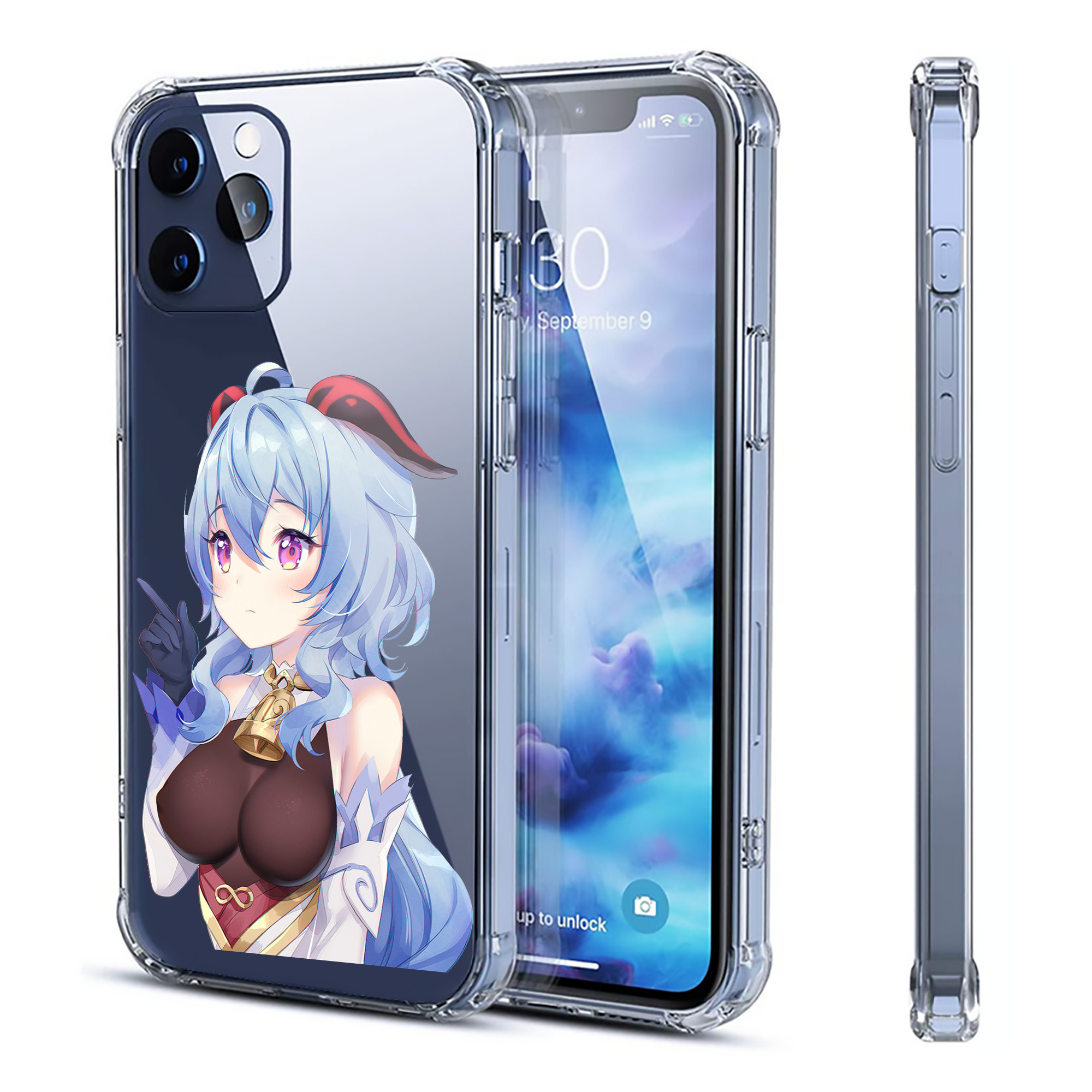 げんし神 甘雨 かんう genshin Ganyu 【iPhone 12シリーズ対応】透明スマホケース（クリアソフトケース）